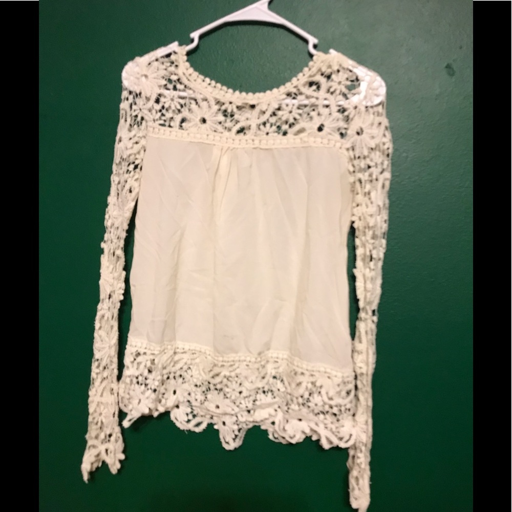 White with lace blouse